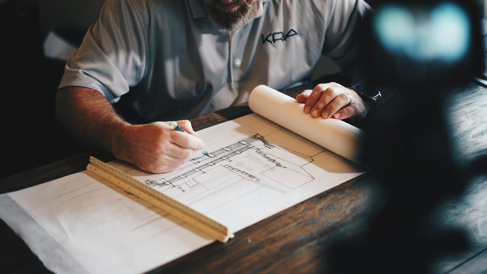Construction drawings being reviewed on site